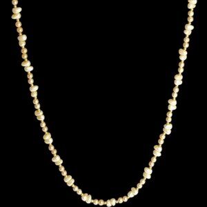Vintage Marvella Baroque Simulated Pearl & Gold Bead Necklace – 26”‎